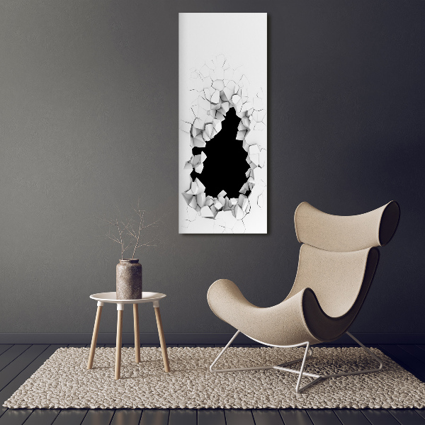 Verticale glasfoto Gat in de muur