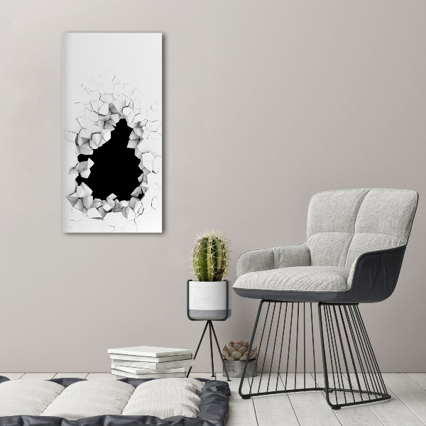 Verticale glasfoto Gat in de muur