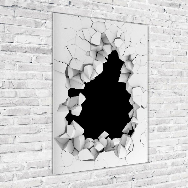 Verticale glasfoto Gat in de muur