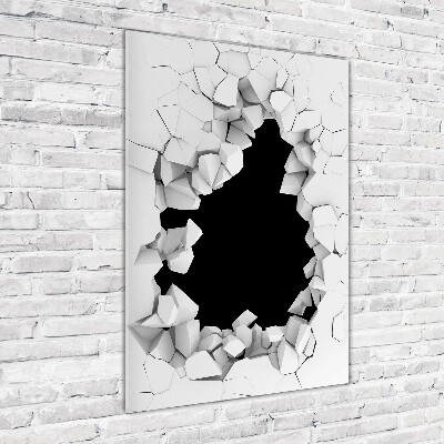 Verticale glasfoto Gat in de muur