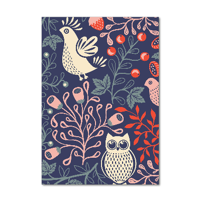 Verticaal glasschilderij Haan hen uil