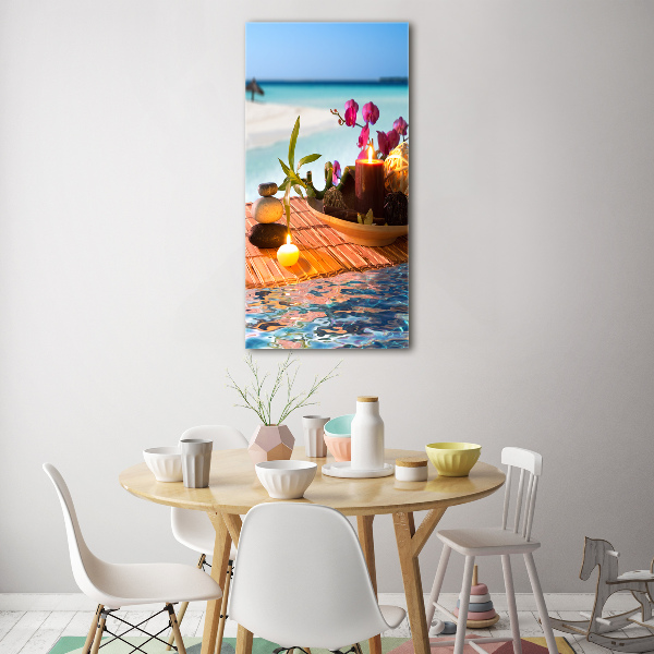 Verticale foto op glas Orchidee en bamboe