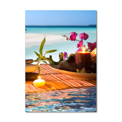 Verticale foto op glas Orchidee en bamboe