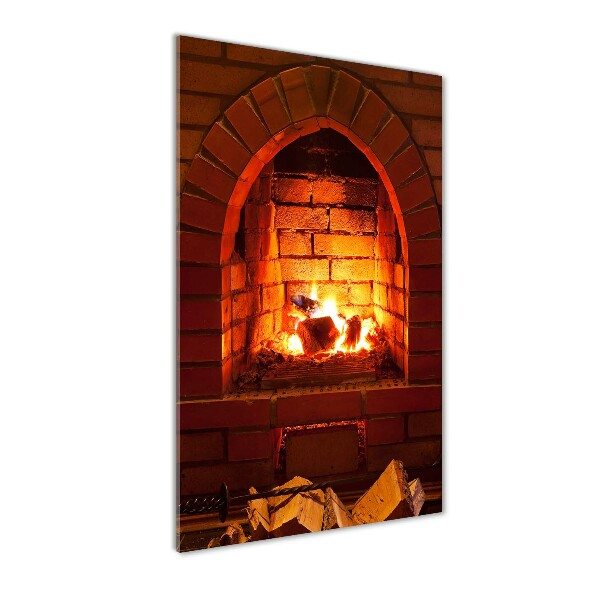 Verticale foto op glas Vuur in de open haard
