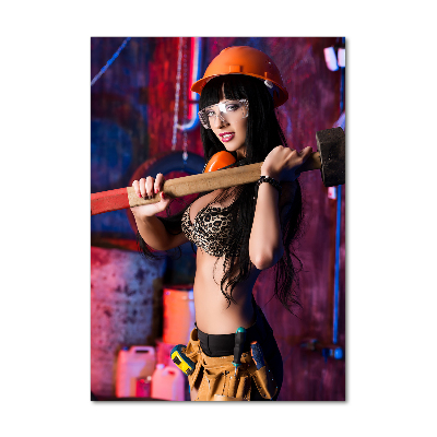 Verticale foto op glas Vrouwelijke werkster