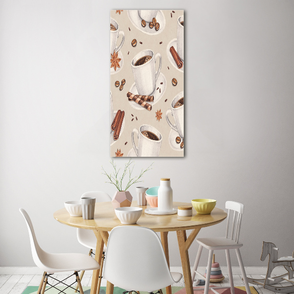 Verticaal glasschilderij Een kopje koffie