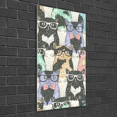 Verticale glasfoto Katten met een bril