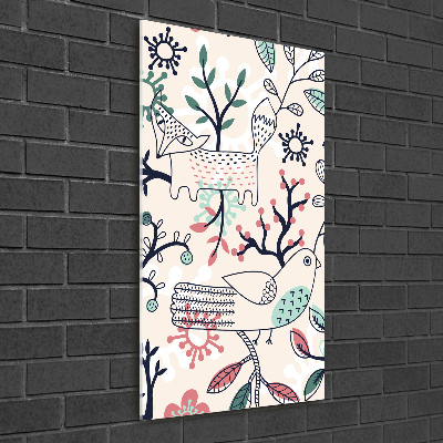 Verticale foto op glas Dieren en bloemen