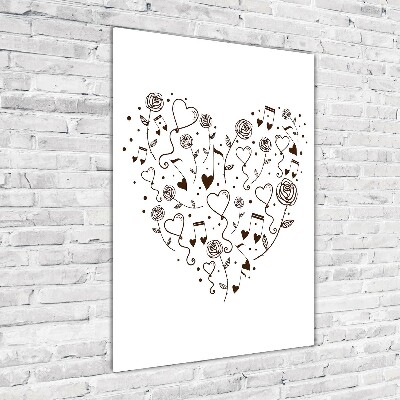 Verticaal glasschilderij Hart