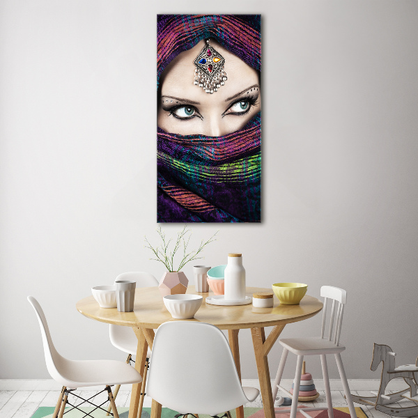 Verticale glasfoto Indiase vrouw