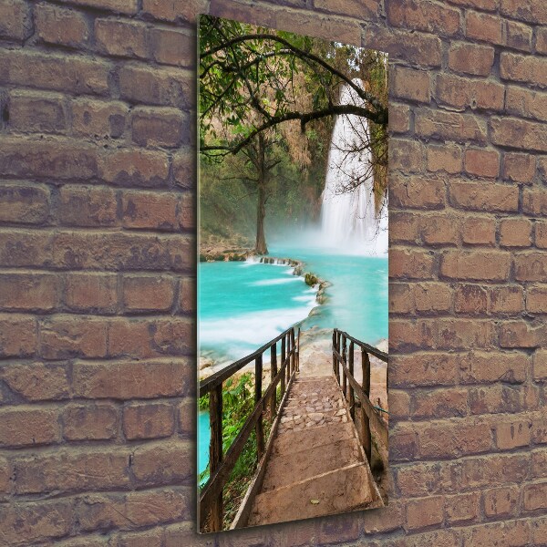 Verticale glasfoto Waterval in Mexico