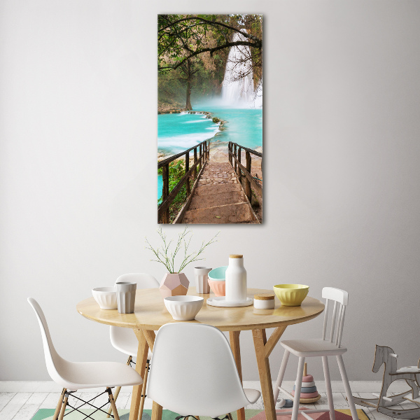 Verticale glasfoto Waterval in Mexico