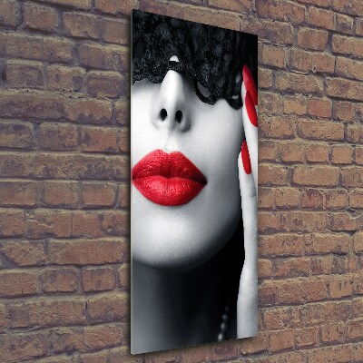 Verticaal glasschilderij Kanten masker