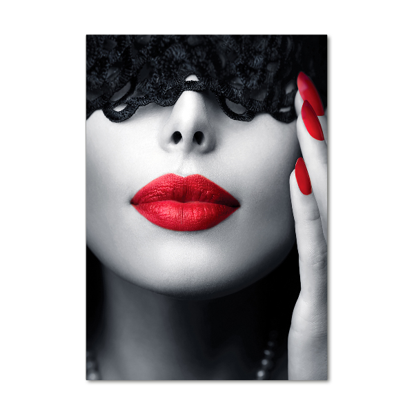 Verticaal glasschilderij Kanten masker