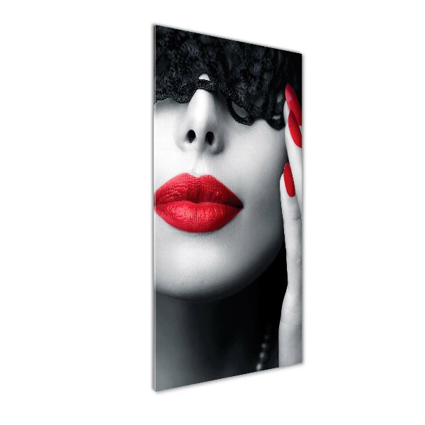 Verticaal glasschilderij Kanten masker