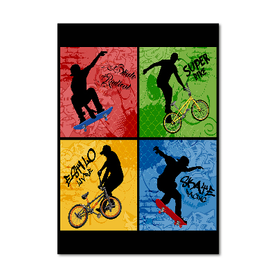 Verticale foto op glas Fiets en skateboard