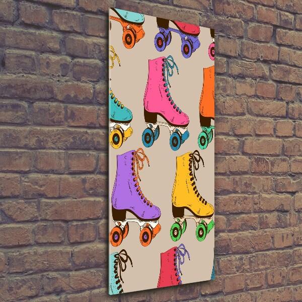 Verticale glasfoto Kleurrijke rolschaatsen