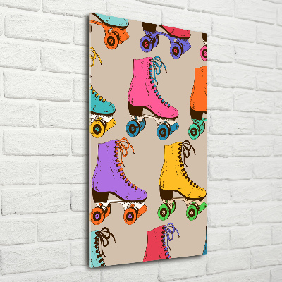 Verticale glasfoto Kleurrijke rolschaatsen