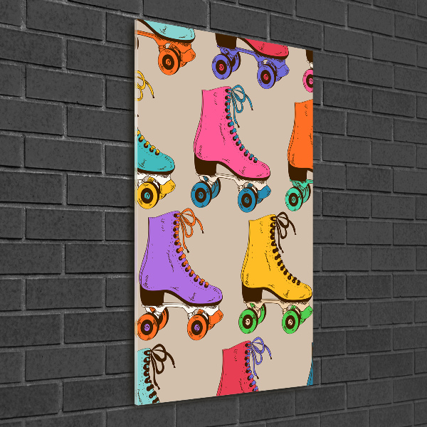 Verticale glasfoto Kleurrijke rolschaatsen