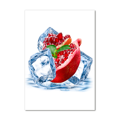 Verticale glasfoto Granaatappel en ijs