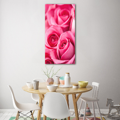 Verticale glasfoto Roze rozen