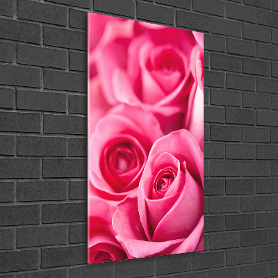 Verticale glasfoto Roze rozen
