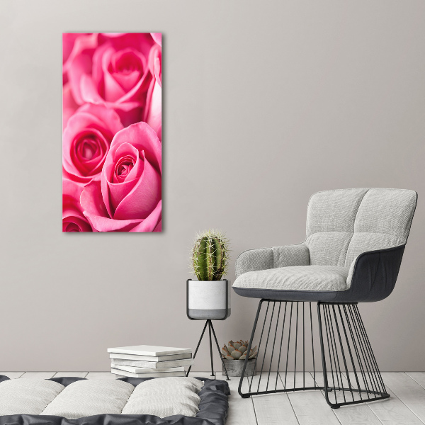 Verticale glasfoto Roze rozen