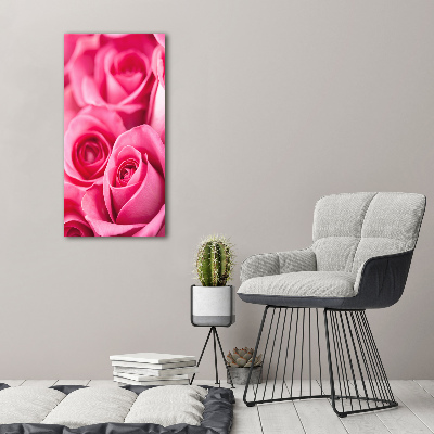 Verticale glasfoto Roze rozen
