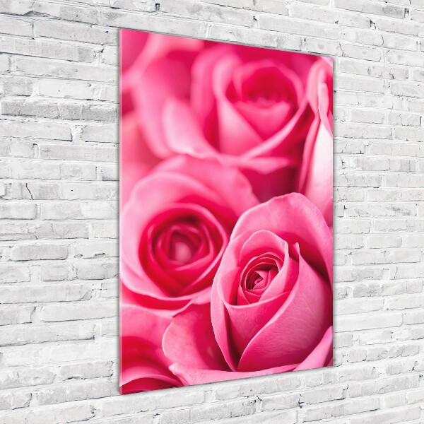Verticale glasfoto Roze rozen