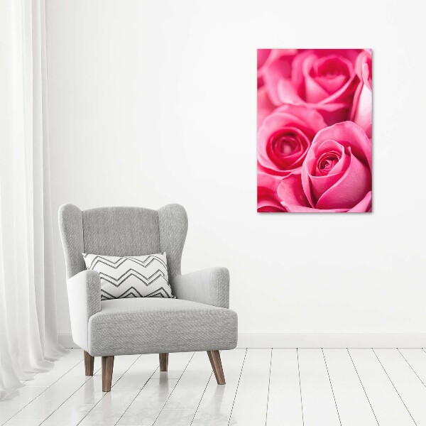 Verticale glasfoto Roze rozen