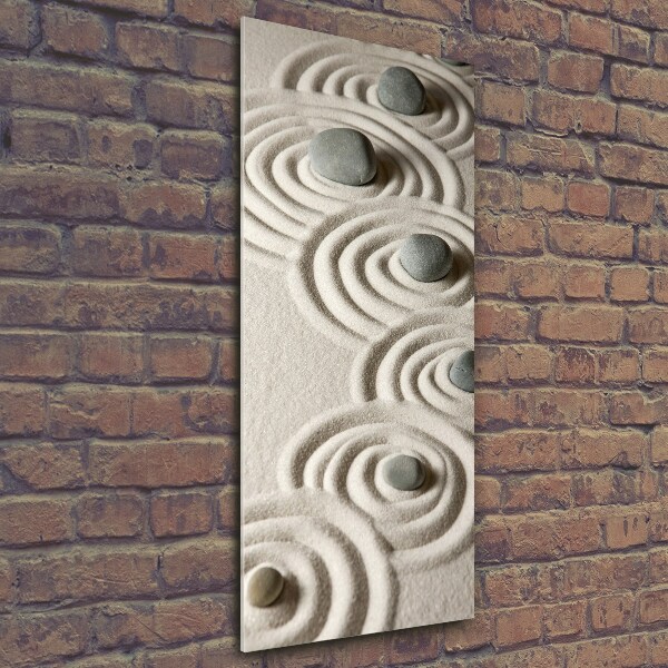 Verticale glasfoto Stenen in het zand