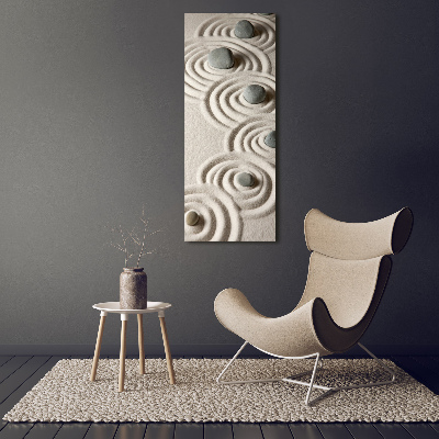 Verticale glasfoto Stenen in het zand