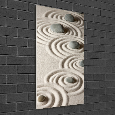 Verticale glasfoto Stenen in het zand