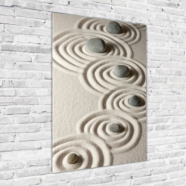 Verticale glasfoto Stenen in het zand