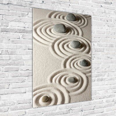 Verticale glasfoto Stenen in het zand