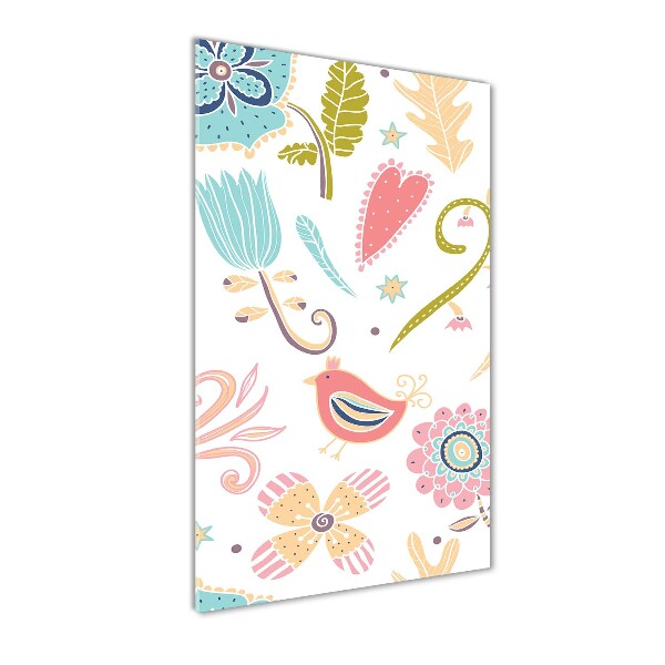 Verticale glasfoto Planten en vogels