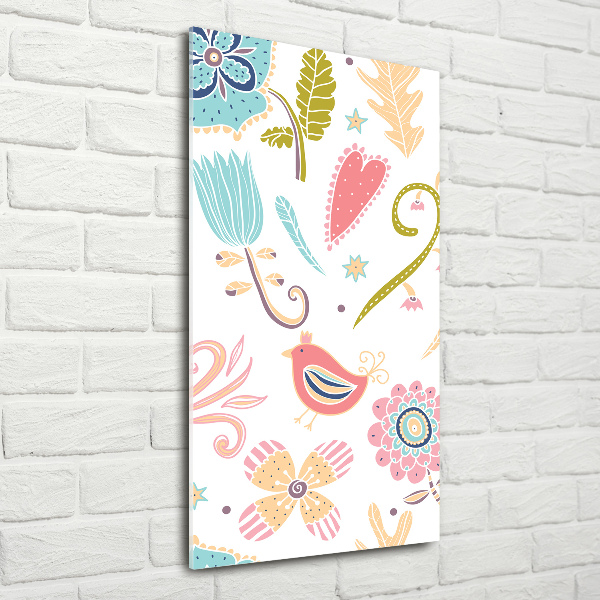 Verticale glasfoto Planten en vogels