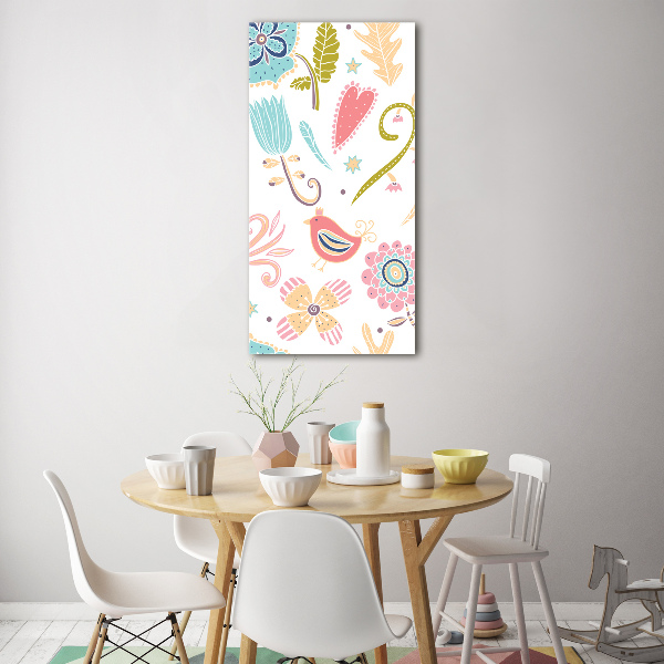 Verticale glasfoto Planten en vogels