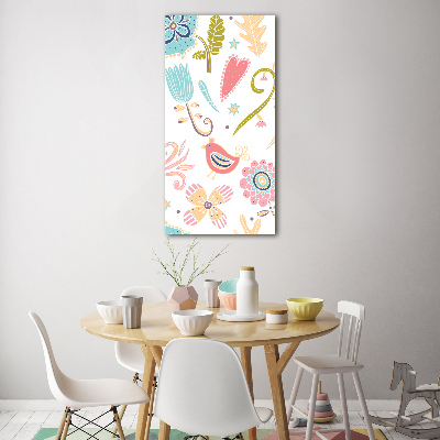 Verticale glasfoto Planten en vogels