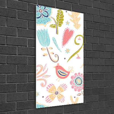 Verticale glasfoto Planten en vogels