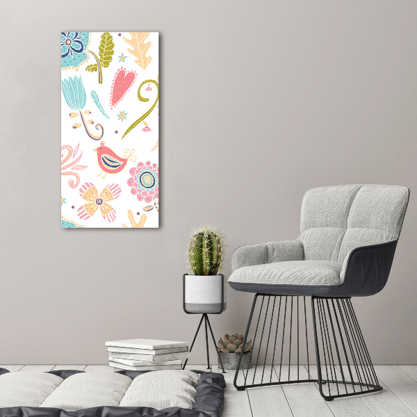 Verticale glasfoto Planten en vogels