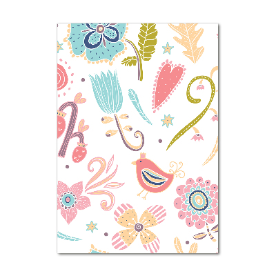 Verticale glasfoto Planten en vogels