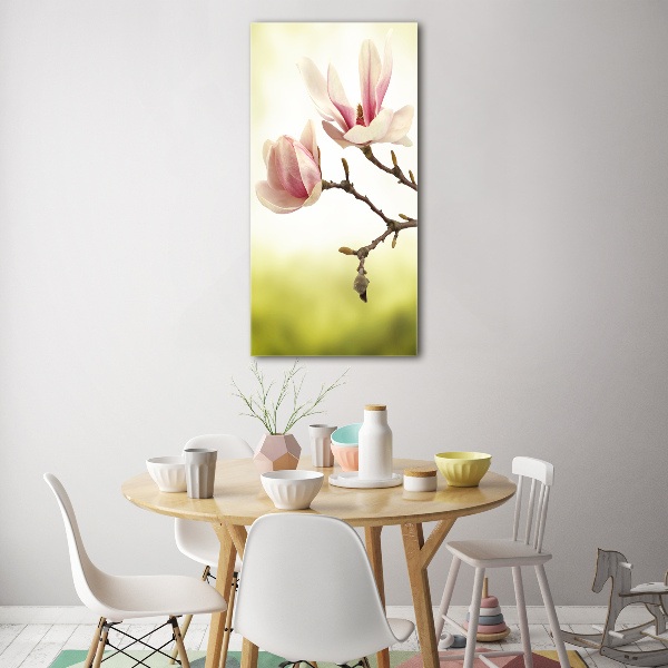 Verticale glasfoto Magnolia bloemen