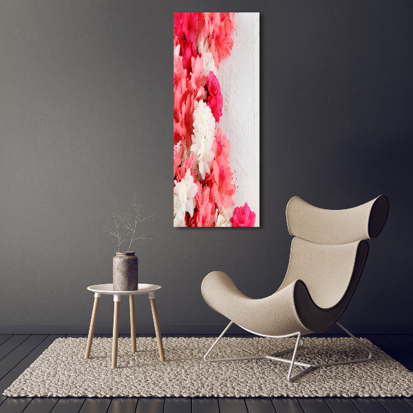 Verticale glasfoto Bloemen op hout