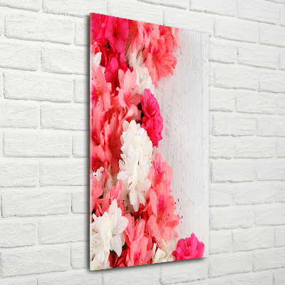 Verticale glasfoto Bloemen op hout