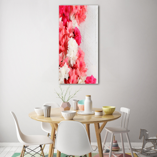 Verticale glasfoto Bloemen op hout
