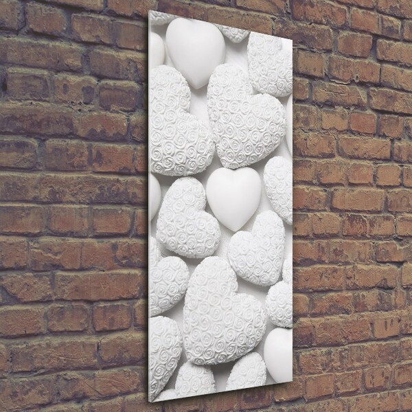 Verticale foto op glas Witte hartachtergrond