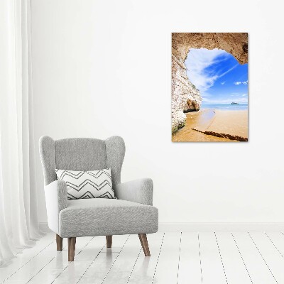 Verticale foto op glas Grot aan zee