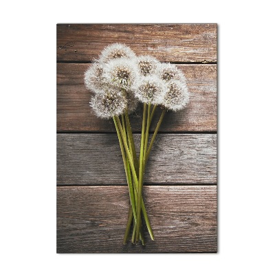 Verticale glasfoto Een boeket paardenbloemen