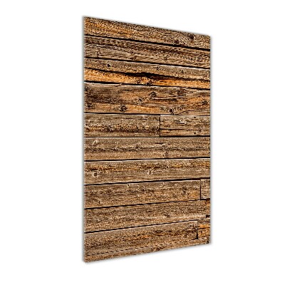 Verticale glasfoto Houten muur